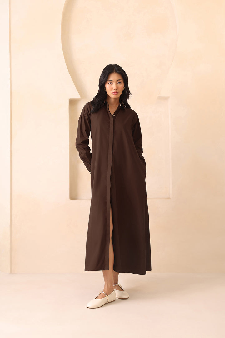 LEO SHIRT DRESS- BROWN