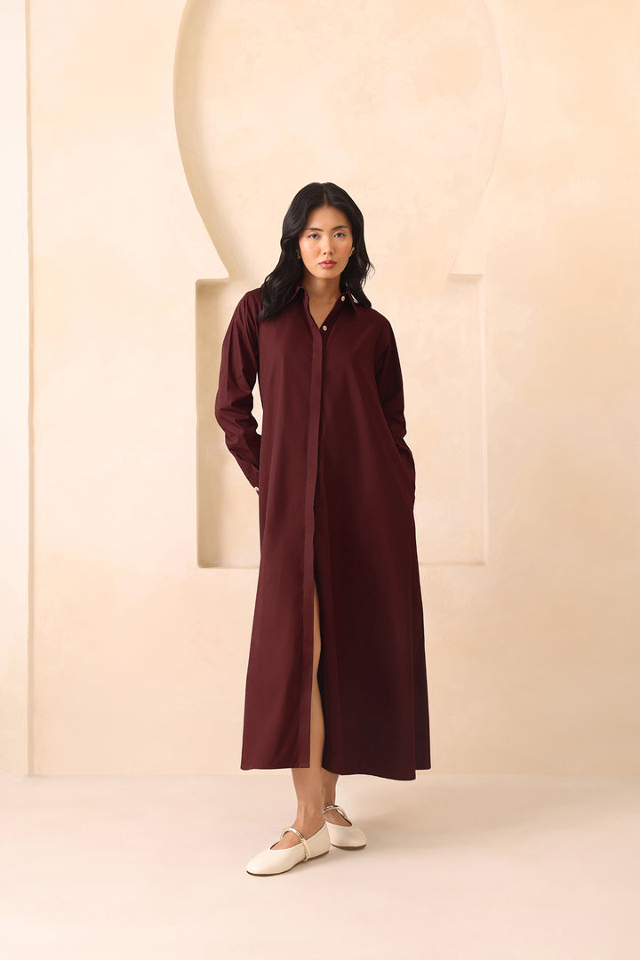 LEO SHIRT DRESS- Cranberry