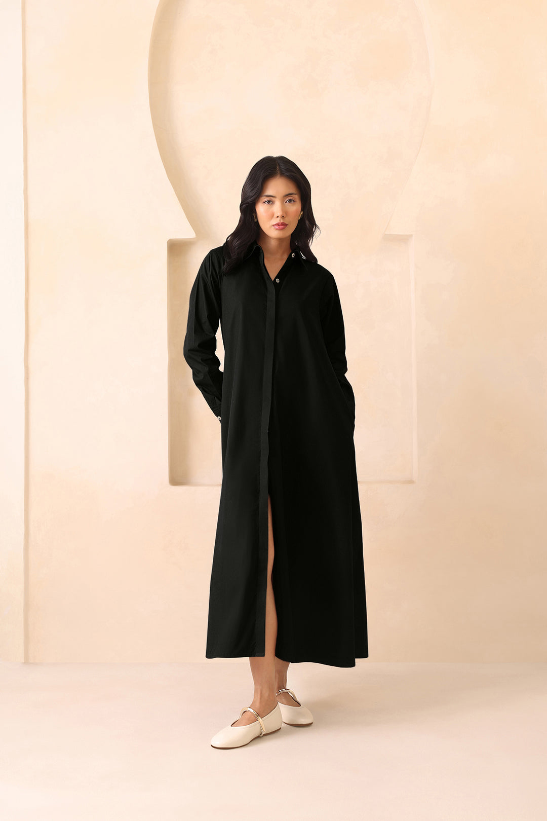 LEO SHIRT DRESS- BLACK