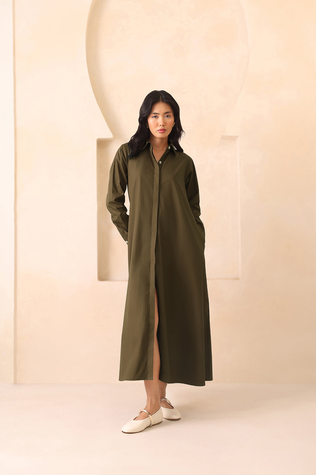 LEO SHIRT DRESS- OLIVE