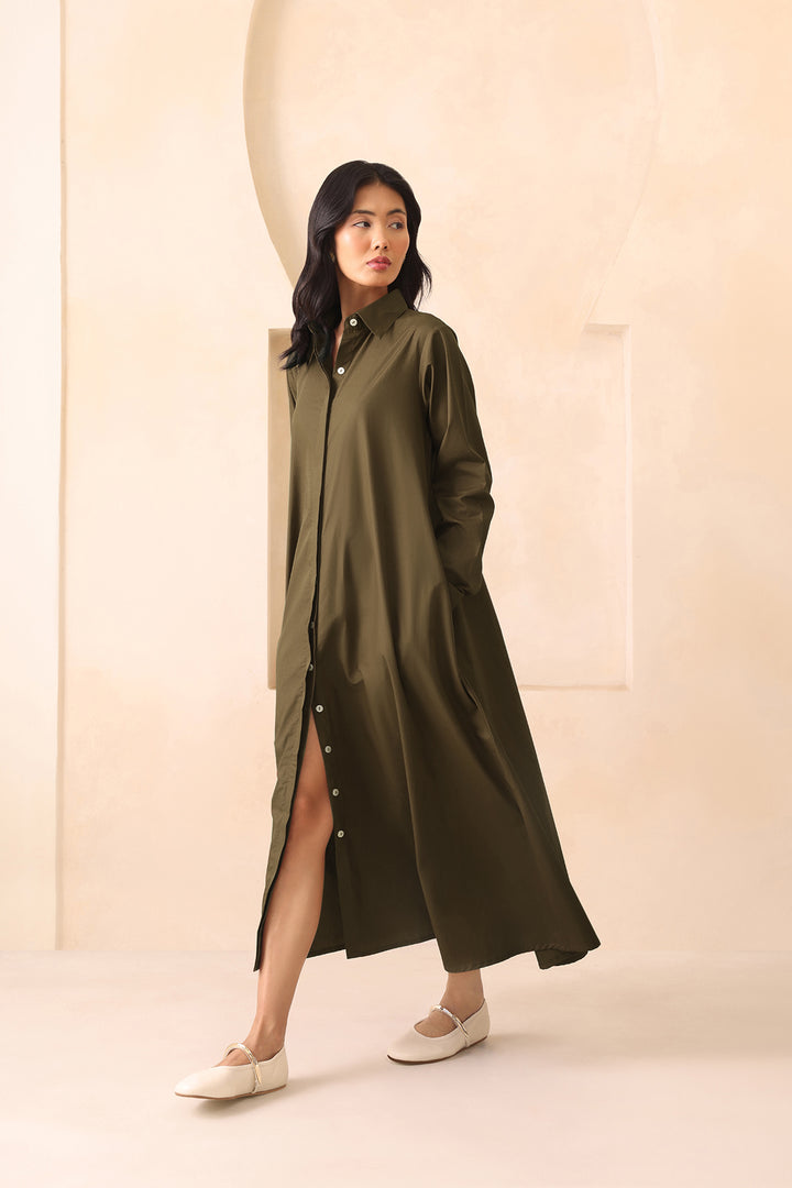 LEO SHIRT DRESS- OLIVE