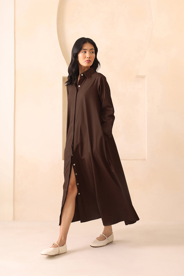 LEO SHIRT DRESS- BROWN