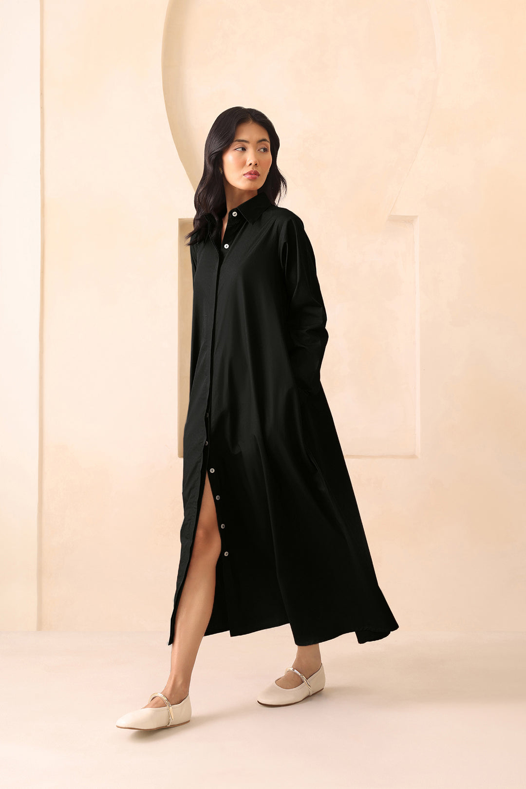 LEO SHIRT DRESS- BLACK