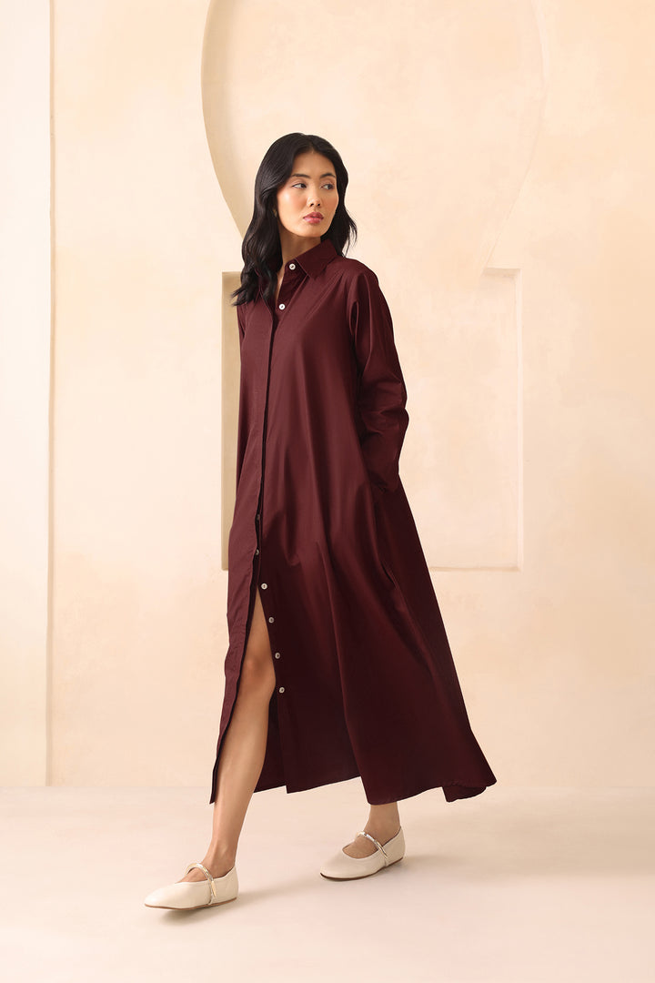 LEO SHIRT DRESS- Cranberry