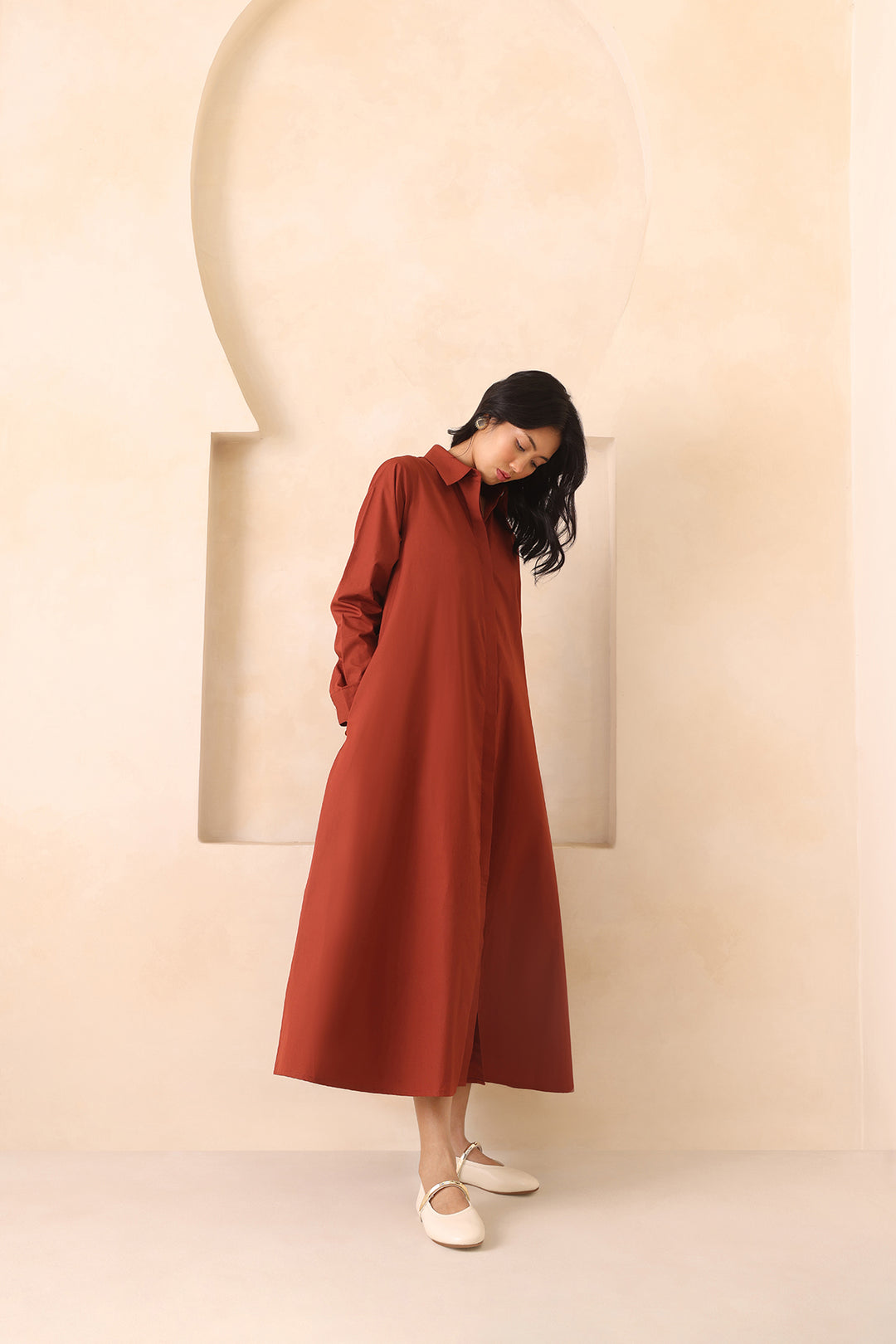 LEO SHIRT DRESS- RUST