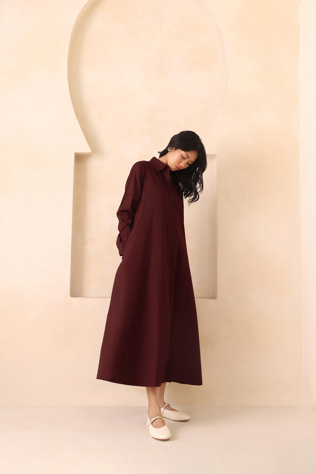 LEO SHIRT DRESS- Cranberry