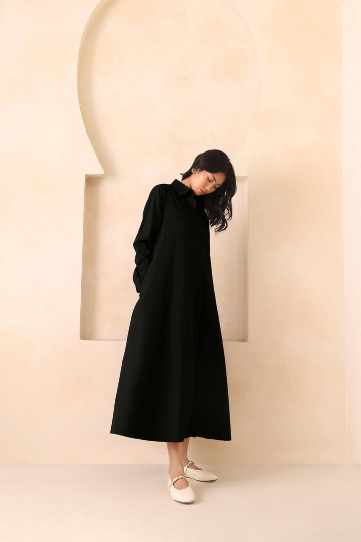 LEO SHIRT DRESS- BLACK