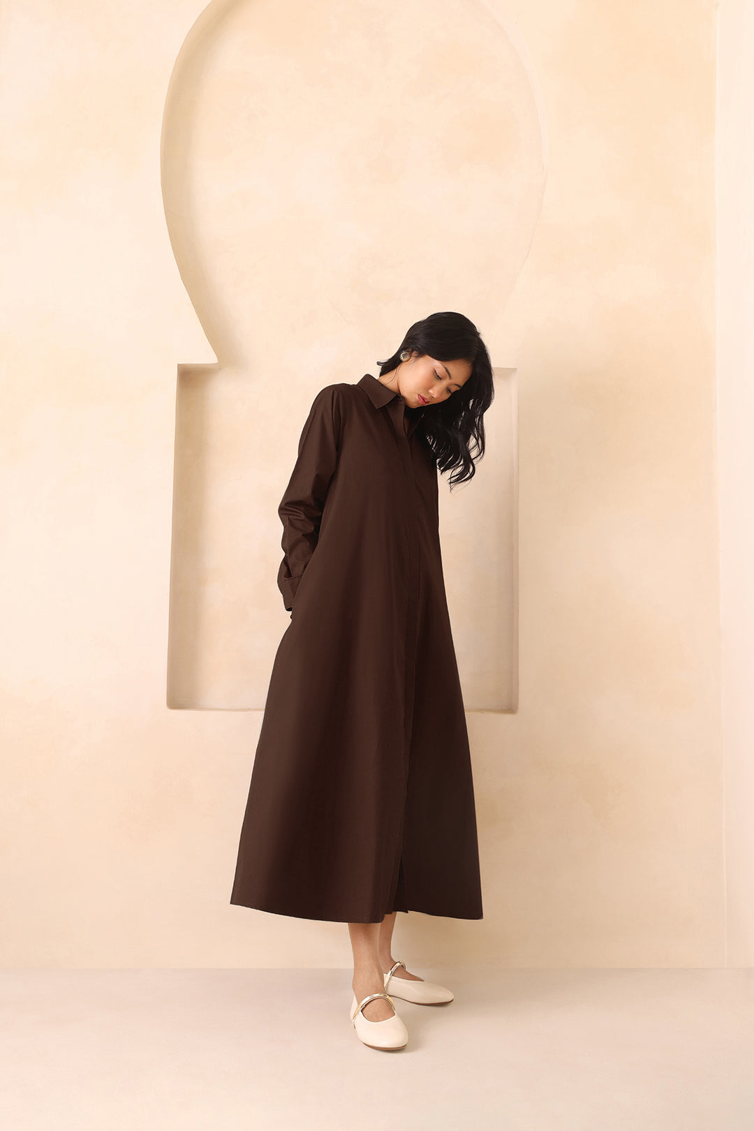 LEO SHIRT DRESS- BROWN