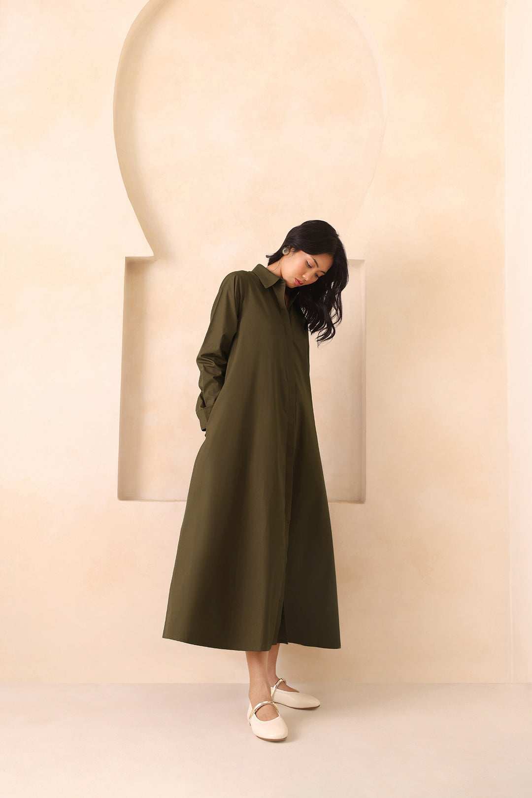 LEO SHIRT DRESS- OLIVE