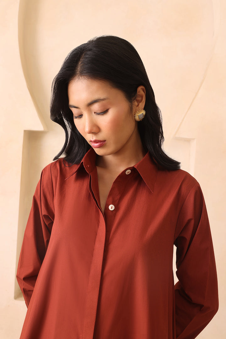 LEO SHIRT DRESS- RUST