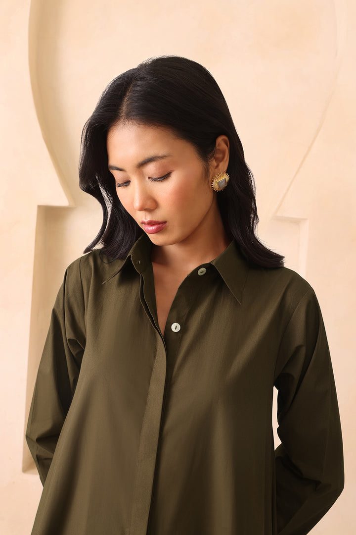 LEO SHIRT DRESS- OLIVE