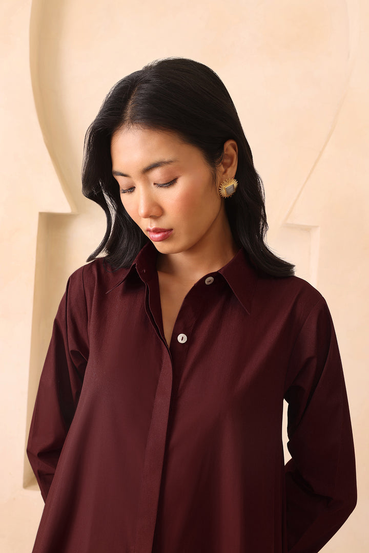 LEO SHIRT DRESS- Cranberry