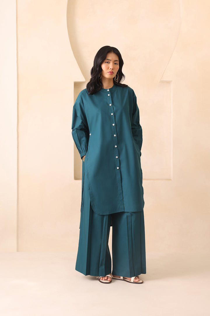 SAANJH CO-ORD SET- TEAL BLUE