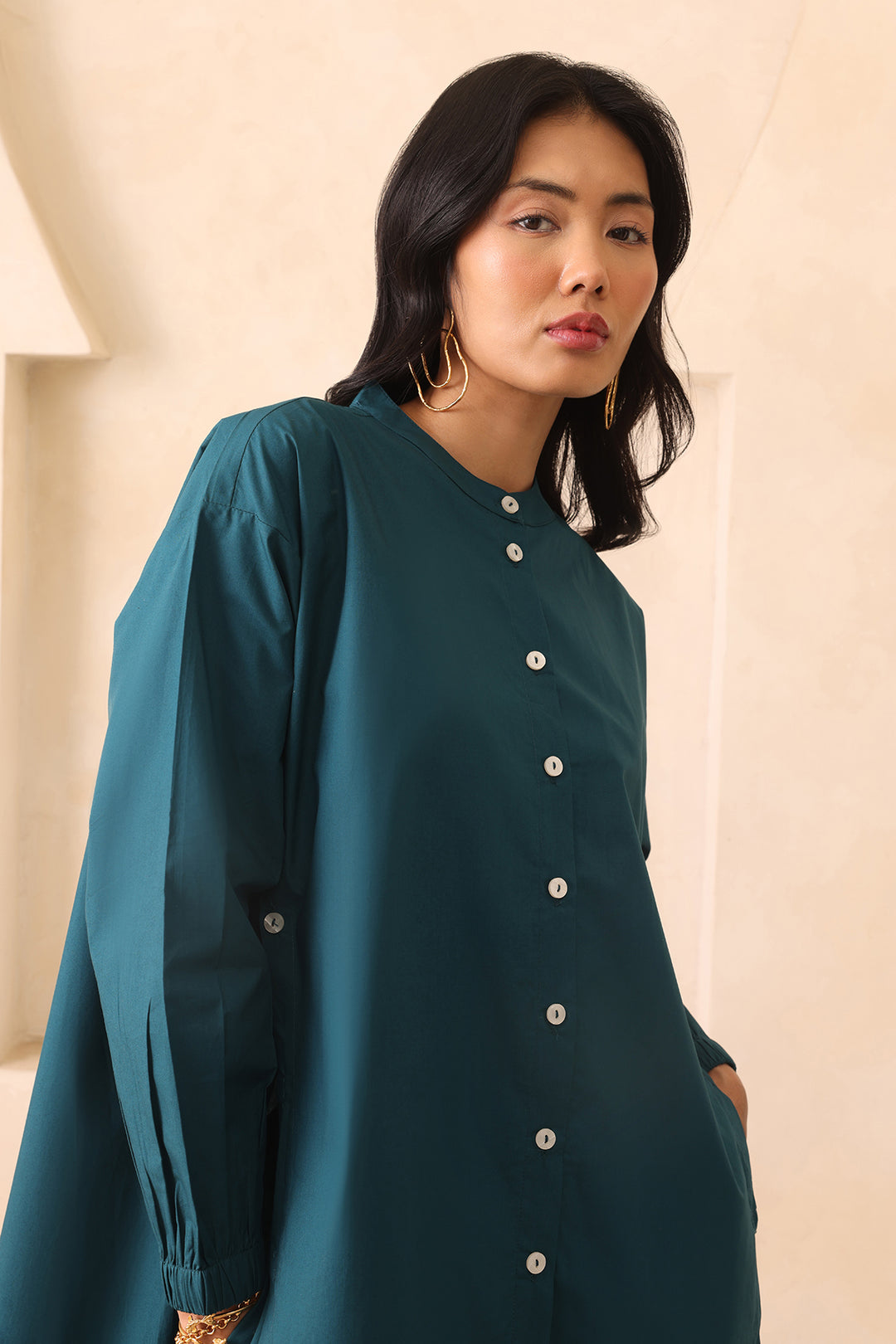 SAANJH CO-ORD SET- TEAL BLUE