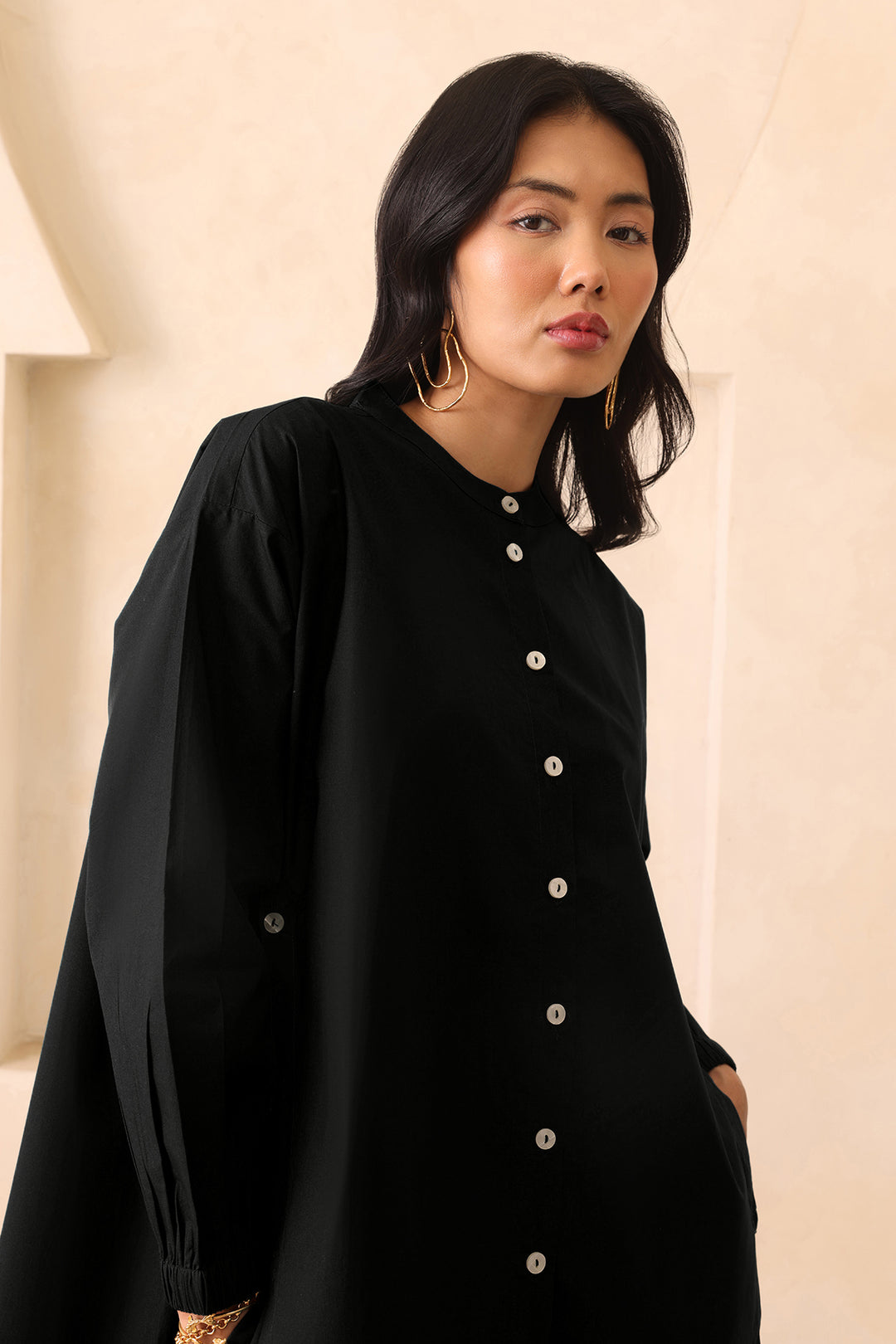 SAANJH CO-ORD SET WITH PLEATED PANT- BLACK