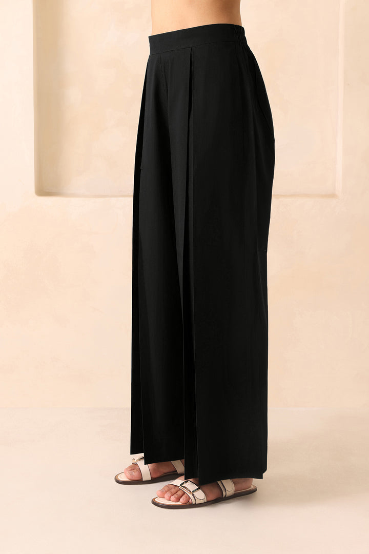 SAANJH CO-ORD SET WITH PLEATED PANT- BLACK