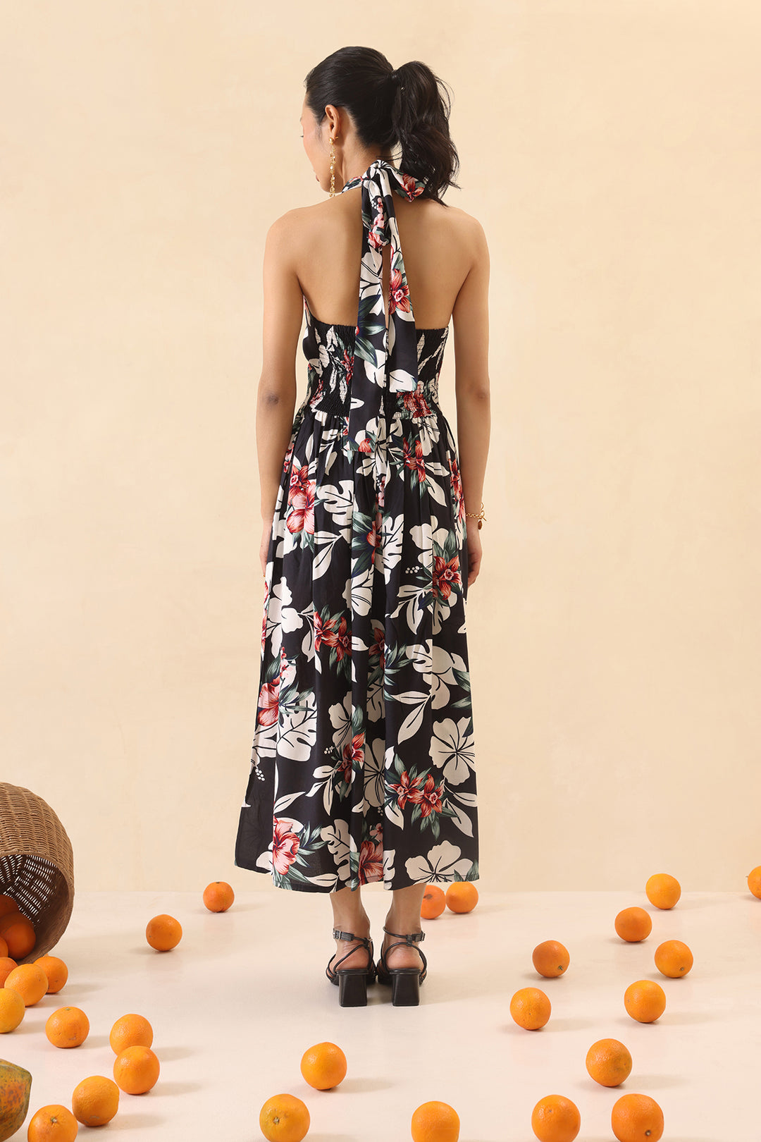 VICTORIA DRESS- BLACK FLORAL PRINT