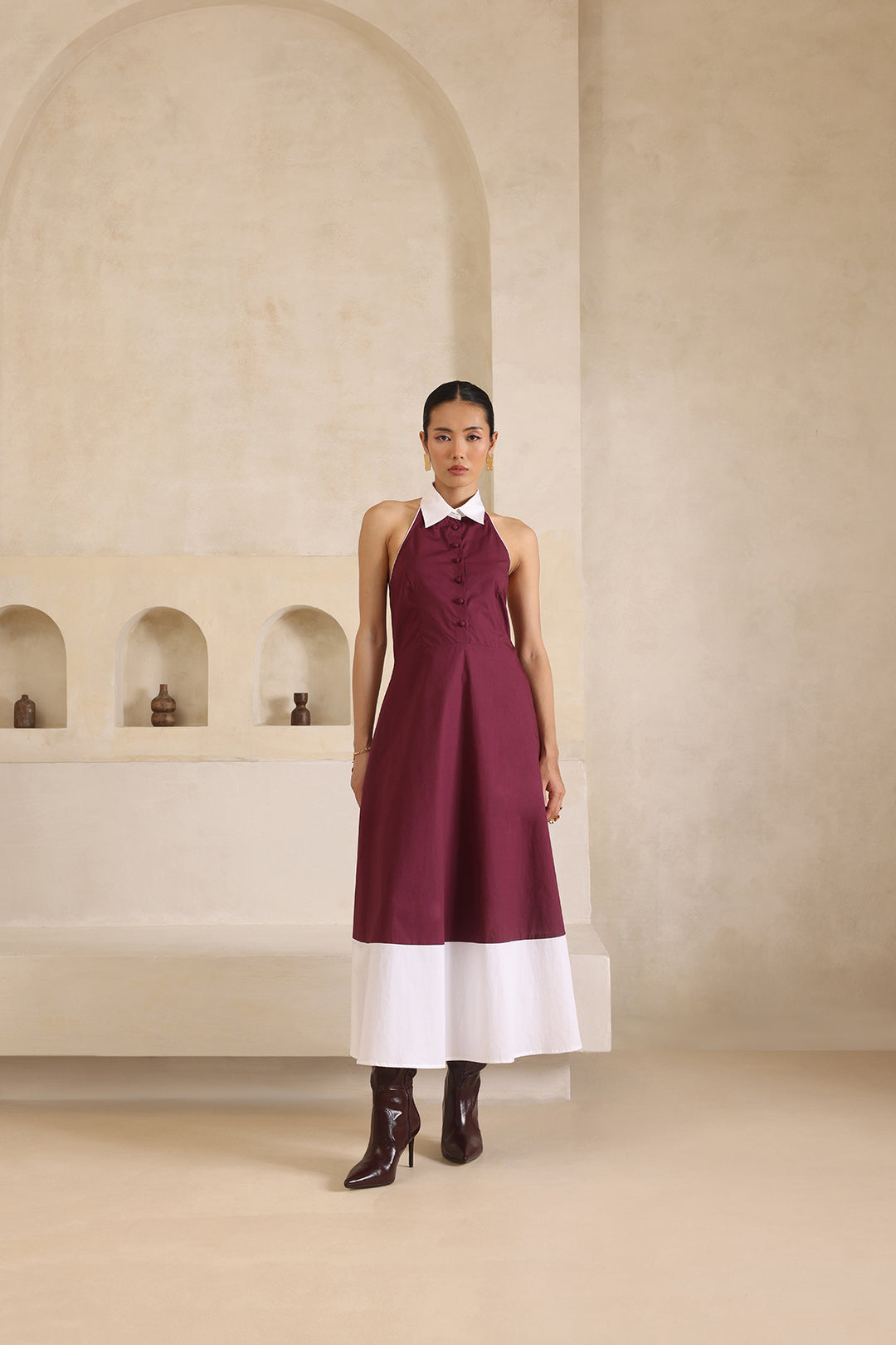 MARTINA DRESS- BURGUNDY
