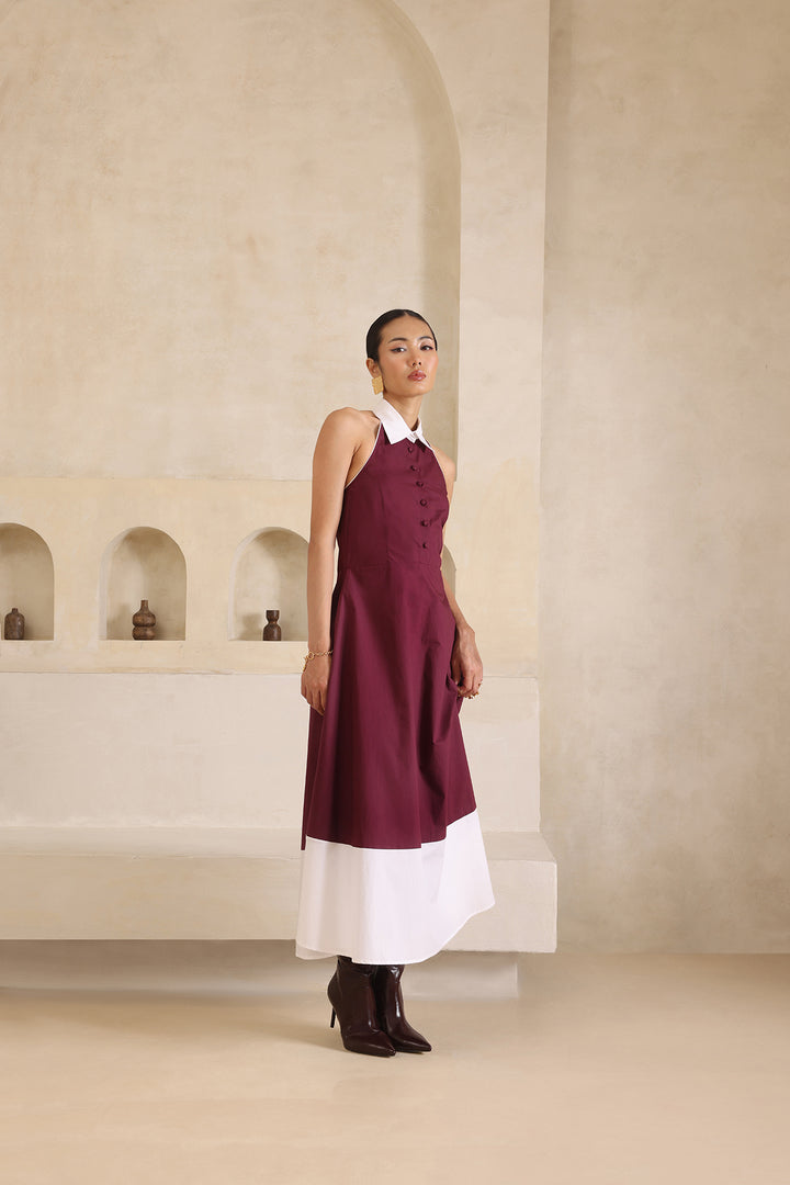 MARTINA DRESS- BURGUNDY