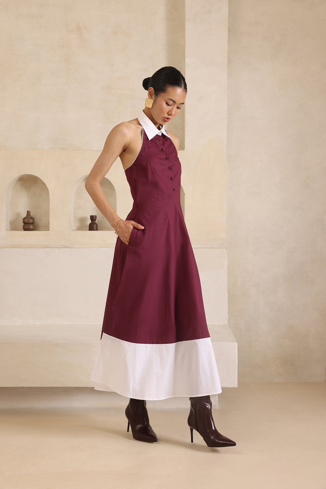 MARTINA DRESS- BURGUNDY