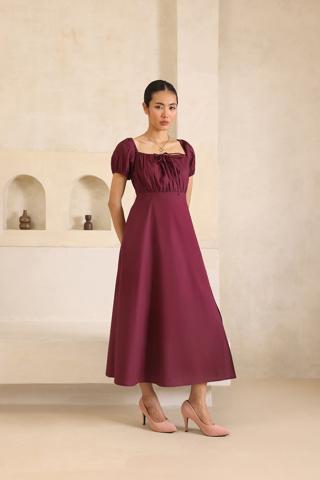 JEANY DRESS-DARK BURGUNDY