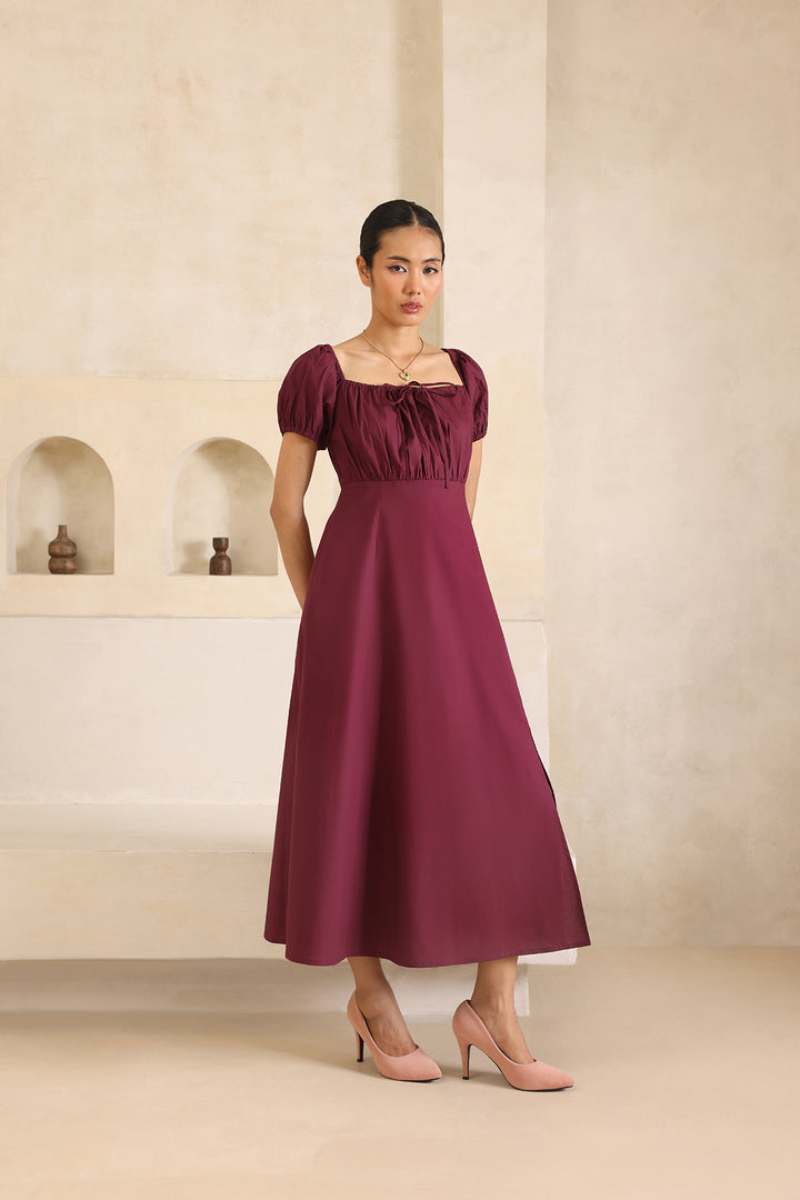 JEANY DRESS-DARK BURGUNDY