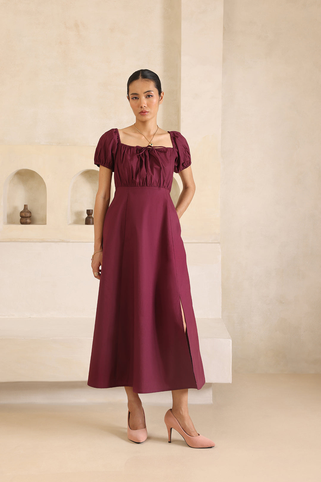 JEANY DRESS-DARK BURGUNDY