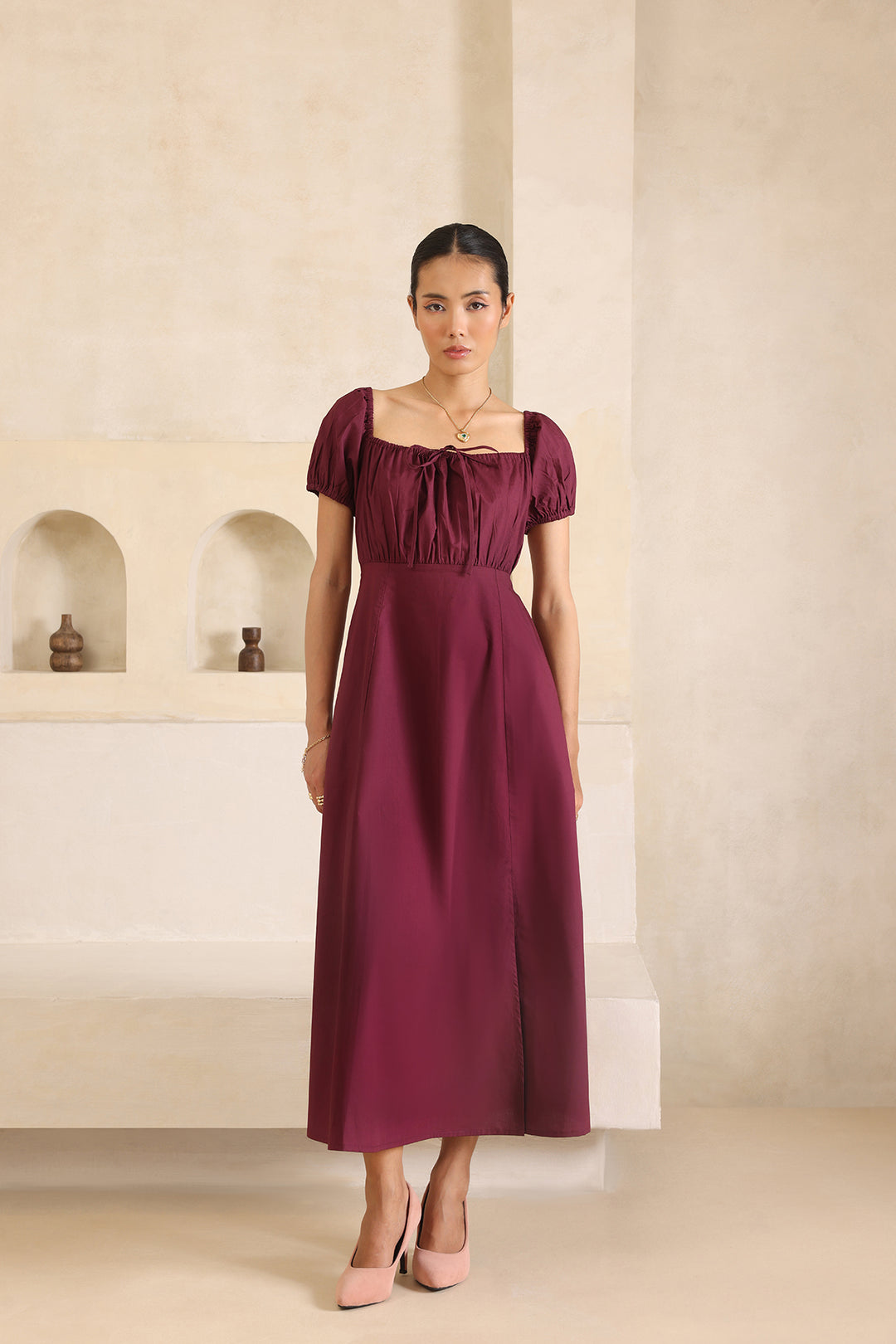 JEANY DRESS-DARK BURGUNDY