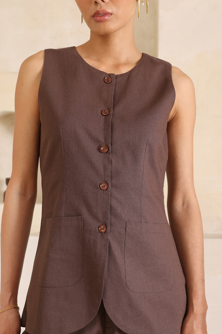 Emma Waistcoat Set: Brown