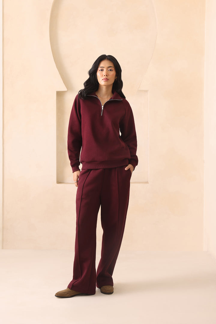 LAZY LUXE COORD SET - BURGUNDY