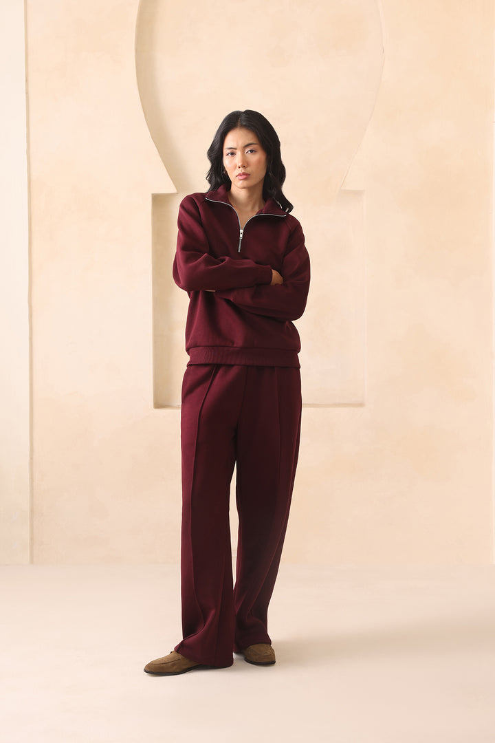 LAZY LUXE COORD SET - BURGUNDY