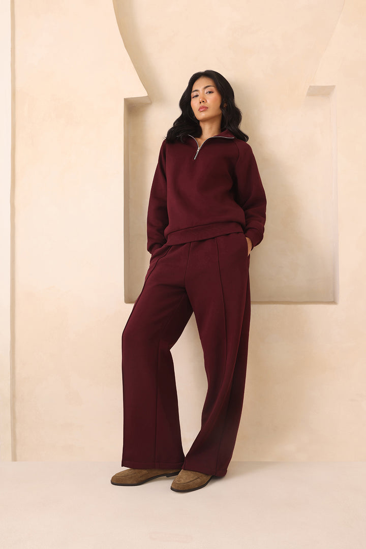 LAZY LUXE COORD SET - BURGUNDY