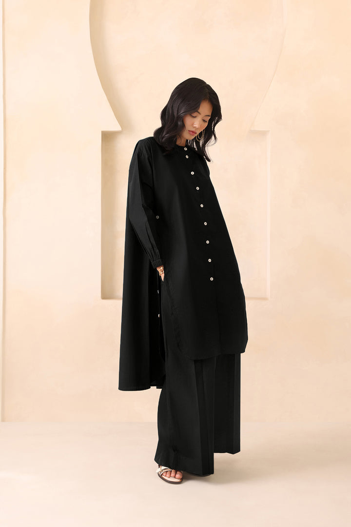 SAANJH CO-ORD SET WITH PLEATED PANT- BLACK