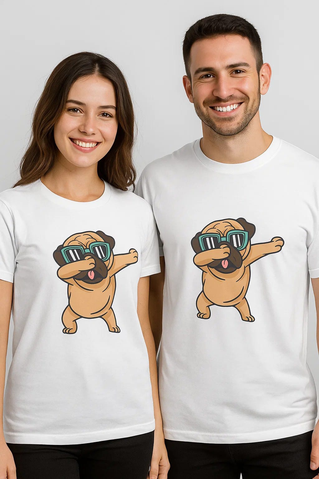 Dabbing Pug- Unisex Oversized T-Shirt - White