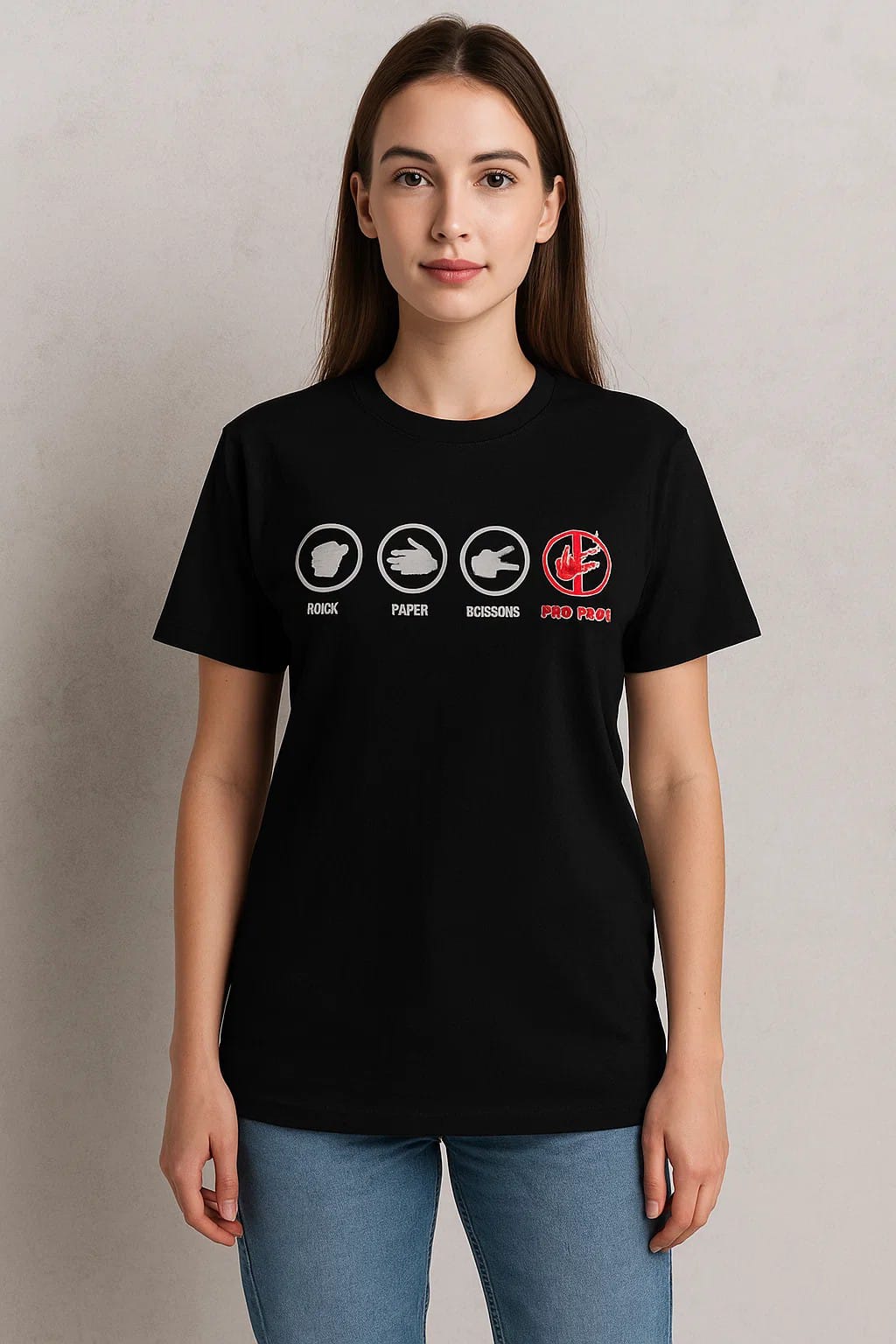Stone-Paper-Scissor - Unisex Half Sleeves T-Shirt - Black