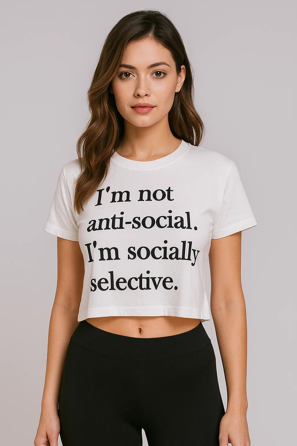 Socially Selective- Crop Top- White