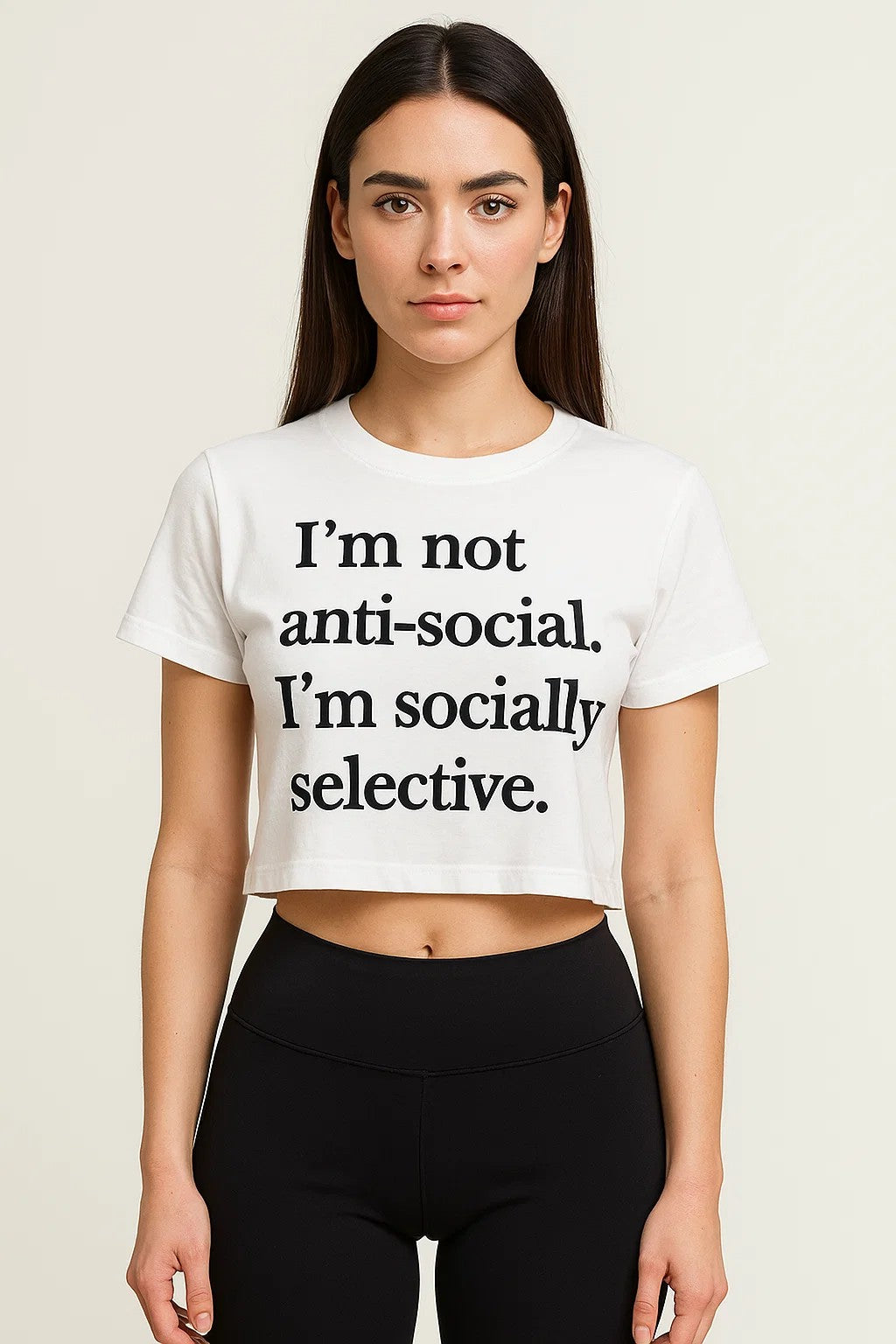 Socially Selective- Crop Top- White