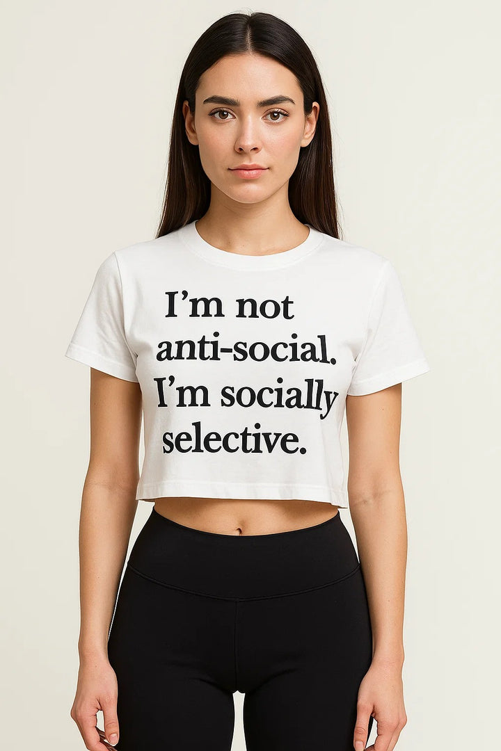 Socially Selective- Crop Top- White