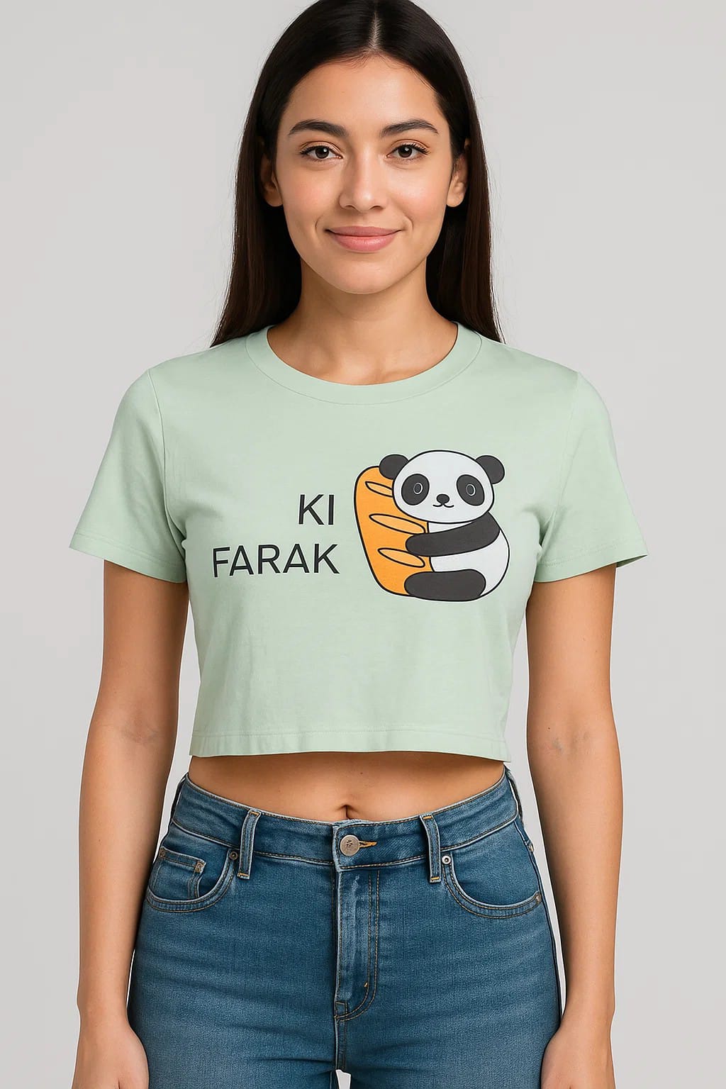 Ki Farak Panda- Crop Top- Mint Green