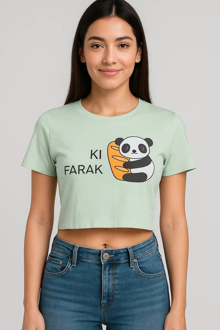 Ki Farak Panda- Crop Top- Mint Green