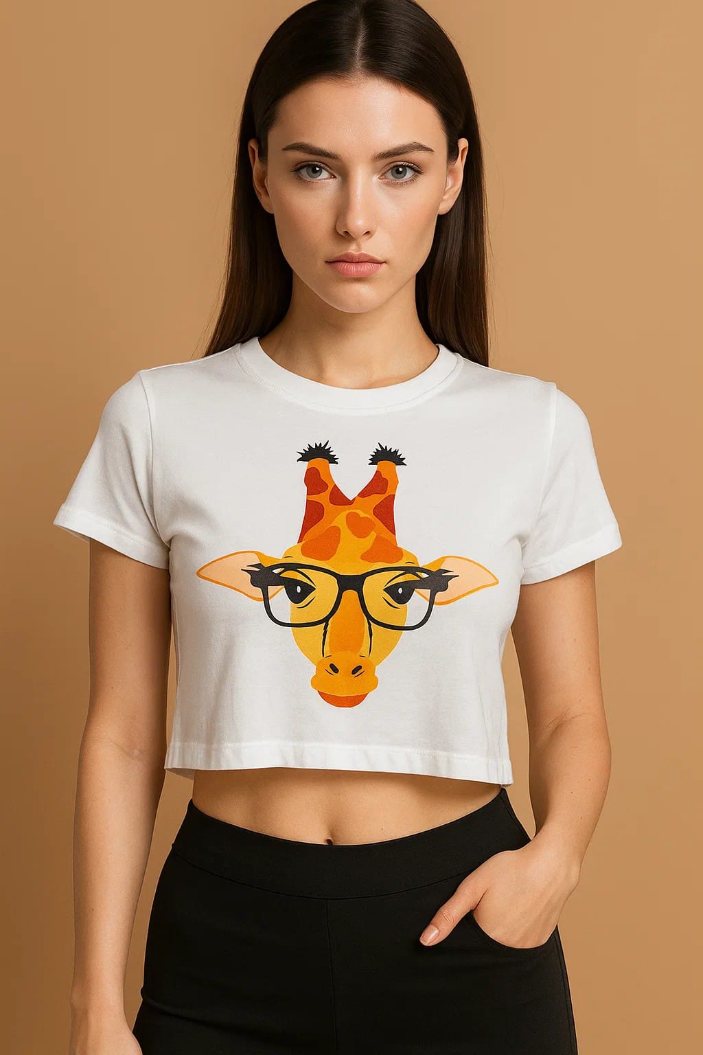 Giraffe- Crop Top- White