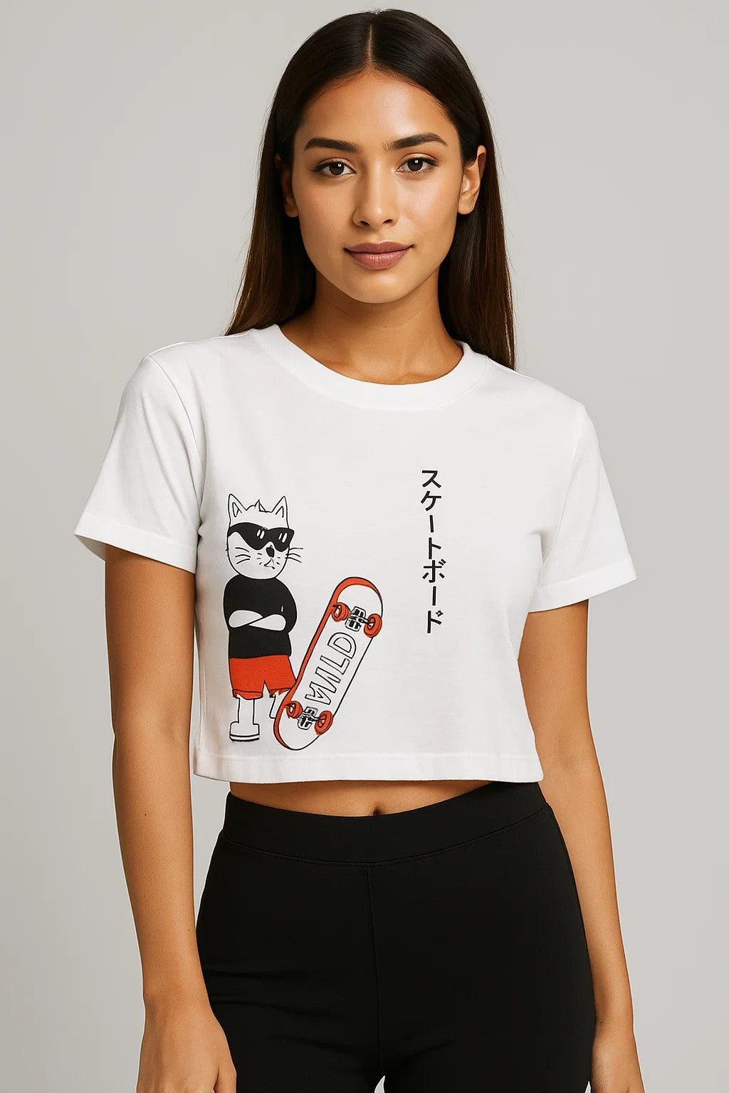 Wild Cat- Crop Top- White
