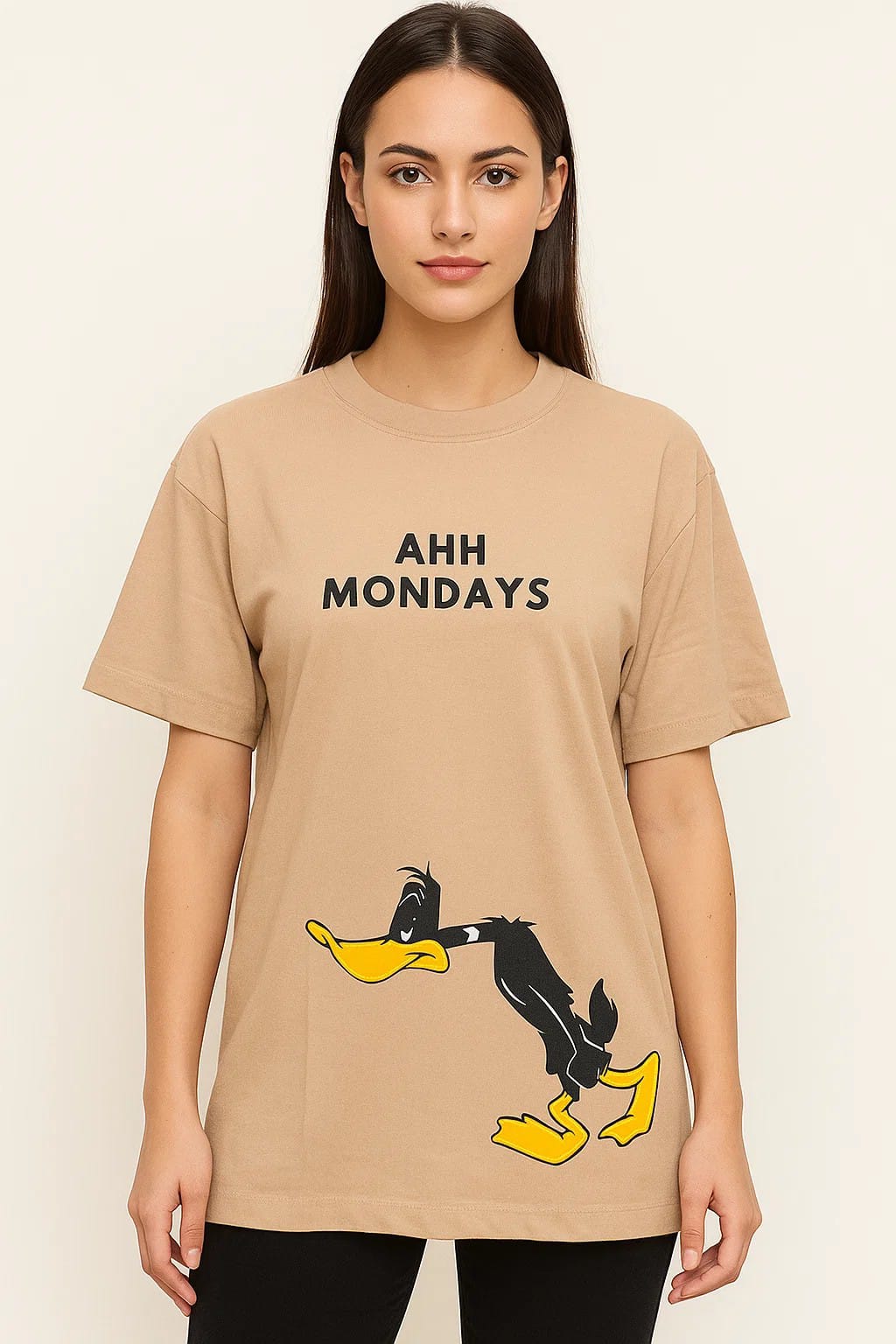 Ahh Monday - Unisex Half Sleeves T-Shirt - Beige