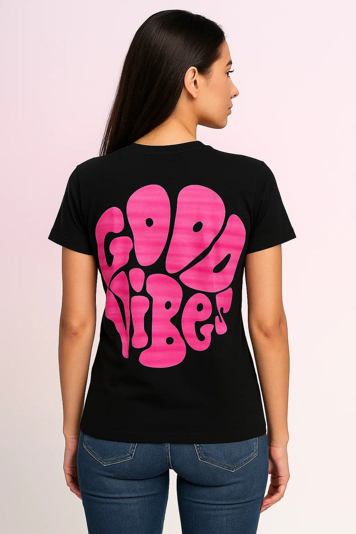 Good Vibes - Unisex Half Sleeves T-Shirt - Black