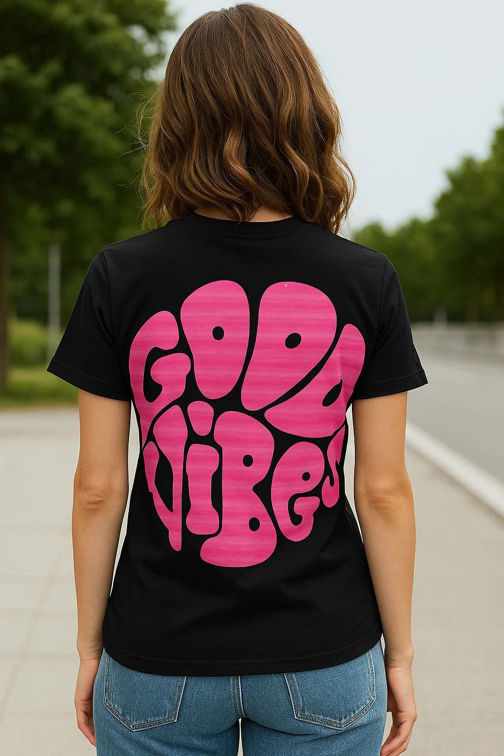 Good Vibes - Unisex Half Sleeves T-Shirt - Black
