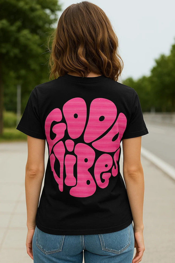 Good Vibes - Unisex Half Sleeves T-Shirt - Black