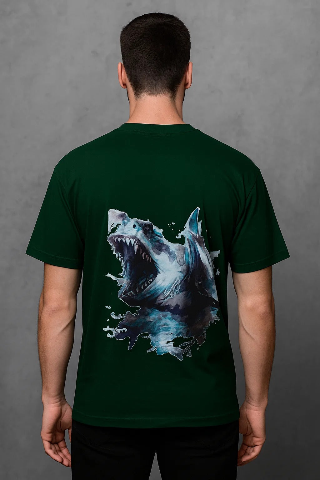 Shark - Unisex Oversized T-Shirt - Bottle Green