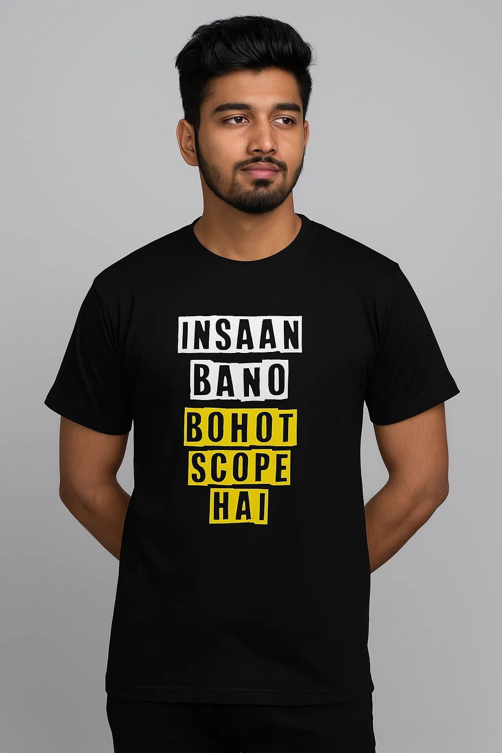 Insaan Bano - Unisex Half Sleeves T-Shirt - Black