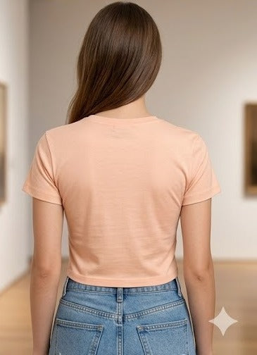 Pocket Cat - Crop Top- Peach
