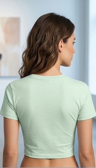 Hanging Panda - Crop Top- Mint Green